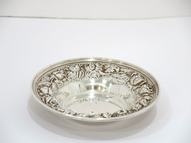 5.5 in - Sterling Silver Stieff Antique Floral Repousse Candy Nut Dish