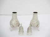 4.5" Sterling Silver S. Kirk & Son Vintage Floral Repousse Salt & Pepper Shakers