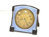3 3/8 in - Sterling Silver Steel Antique English Purple Guilloche Clock