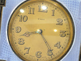 3 3/8 in - Sterling Silver Steel Antique English Purple Guilloche Clock
