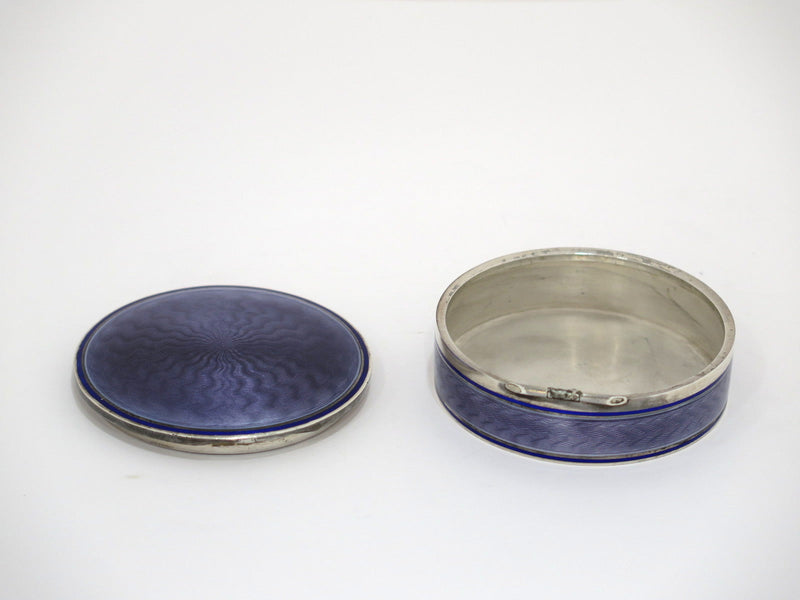 2.5 in - Sterling Silver Antique English Purple Guilloche Box