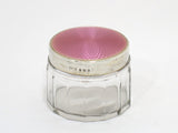 2 1/8 in - Sterling Silver Crystal Antique English Pink Guilloche Jar