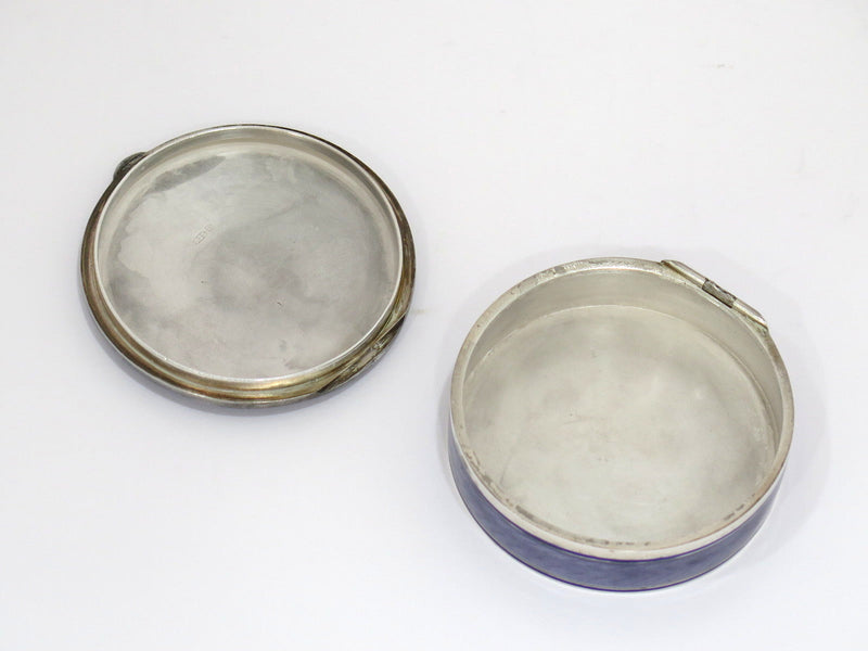 2.5 in - Sterling Silver Antique English Purple Guilloche Box