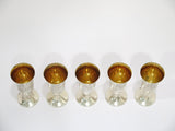 5 pc 3 3/8" 916 Silver Gilt Inside Vintage Russian Floral Vodka Shot Goblet Set