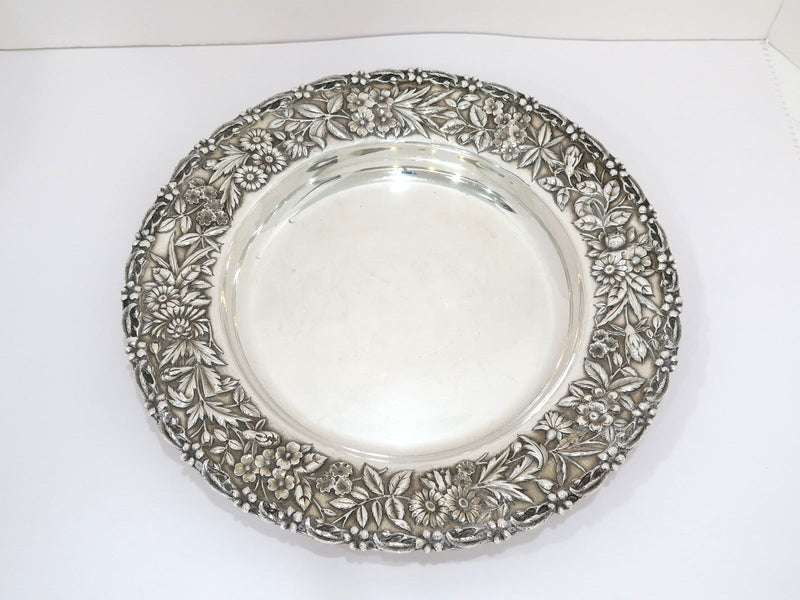 14 in - Sterling Silver S. Kirk & Son Antique Floral Repousse Platter