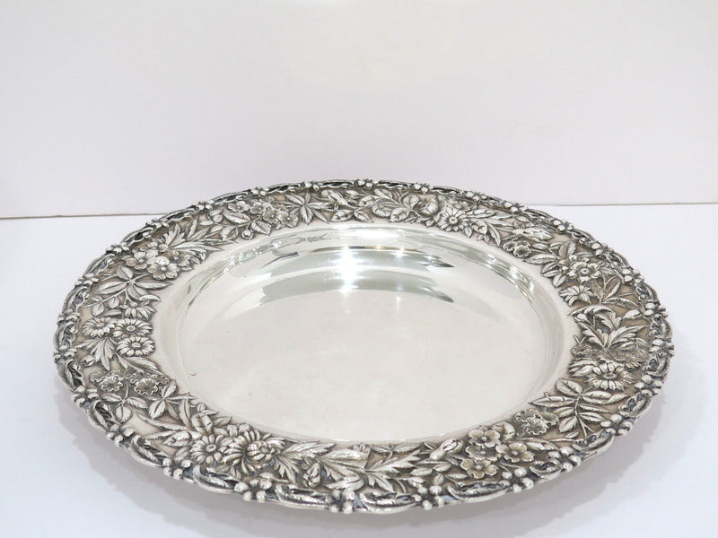 14 in - Sterling Silver S. Kirk & Son Antique Floral Repousse Platter