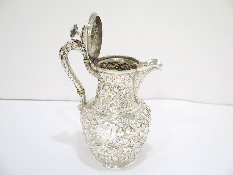 6 5/8 in - Sterling Silver S. Kirk & Son Antique Floral Repousse Creamer