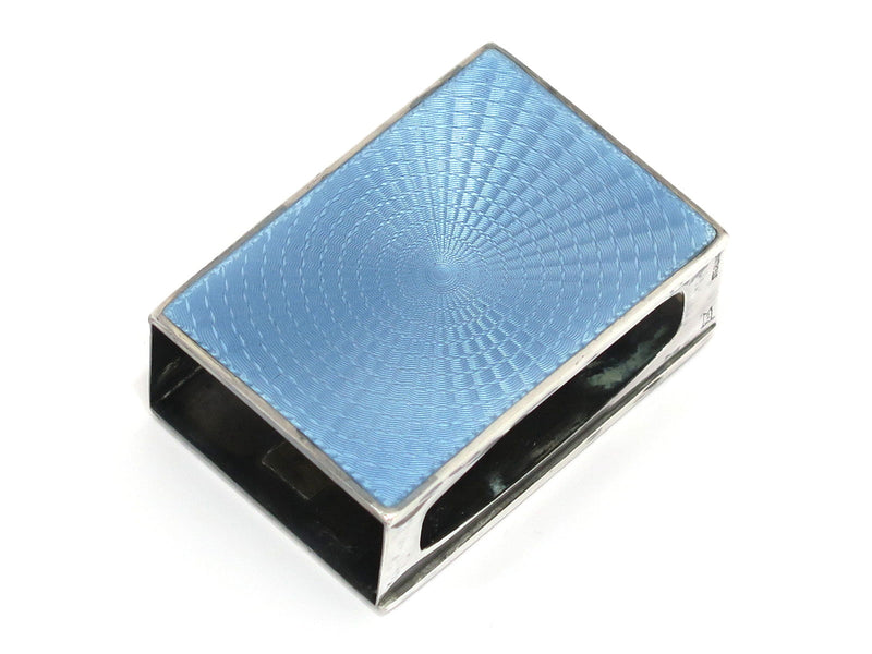 2.25 in - Sterling Silver Blue Guilloche Foster & Bailey Antique Match Safe