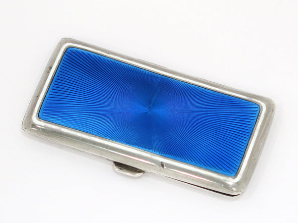 3.25 in - 950 Silver Blue Enamel Antique French c. 1913 Cigarette Case