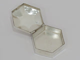 1.25 in Sterling Silver Taxco Vintage Mexican Faux Amethyst Center Hex Pill Box