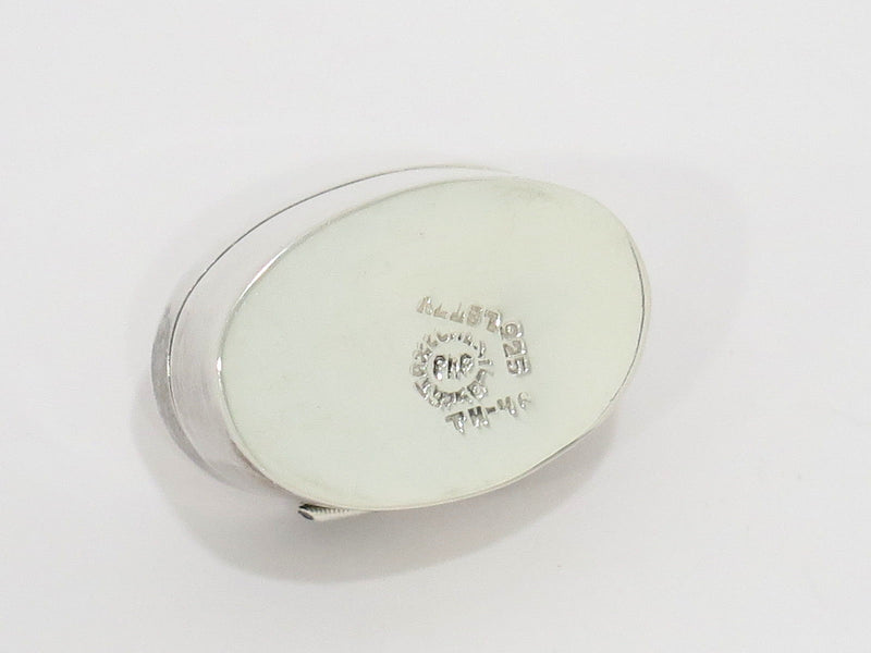 1 3/8 in - Sterling Silver Taxco Vintage Mexican Amethyst Center Oval Pill Box