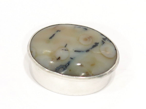 1 5/8 in - Sterling Silver Vintage Rutilated Jasper Small Oval Box