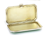 3 1/8" Sterling Silver Green Guilloche Antique London Import Mark Cigarette Case