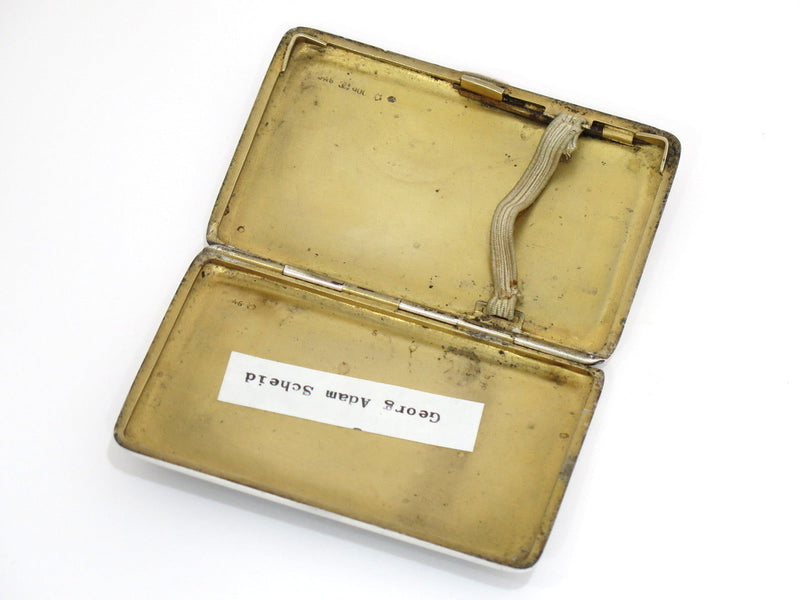 3.5" 900 Silver Green Guilloche Georg Adam Scheid Antique German Cigarette Case