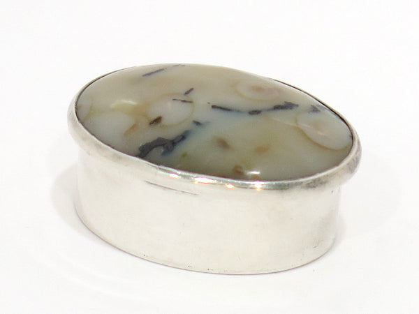 1 5/8 in - Sterling Silver Vintage Rutilated Jasper Small Oval Box