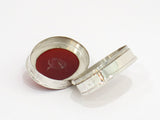 1 3/8 in - Sterling Silver Vintage London Import Mark Carnelian Oval Pill Box