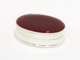 1 3/8 in - Sterling Silver Vintage London Import Mark Carnelian Oval Pill Box