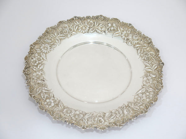 10.5 in - Sterling Silver S. Kirk & Son Antique Floral Repousse Serving Plate