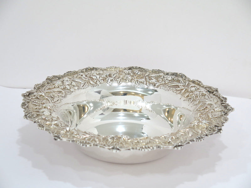 11 3/8 in - Sterling Silver S. Kirk & Son Antique Floral Repousse Serving Bowl