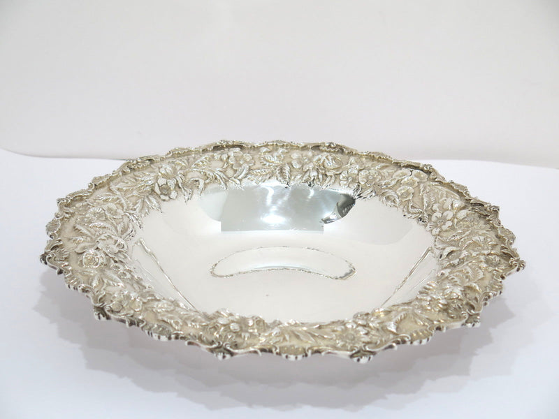 11 3/8 in - Sterling Silver S. Kirk & Son Antique Floral Repousse Serving Bowl