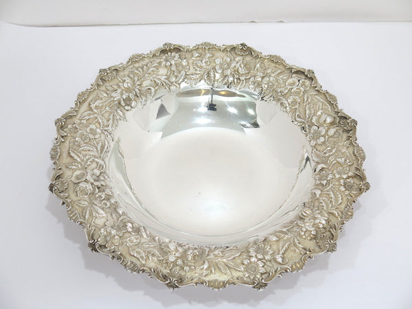 11 3/8 in - Sterling Silver S. Kirk & Son Antique Floral Repousse Serving Bowl