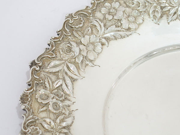 10.5 in - Sterling Silver S. Kirk & Son Antique Floral Repousse Serving Plate