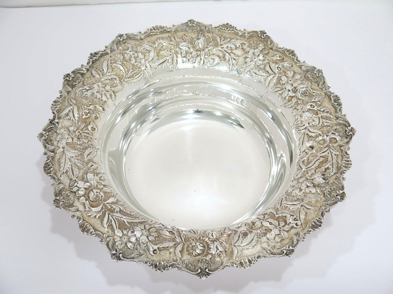 11 3/8 in - Sterling Silver S. Kirk & Son Antique Floral Repousse Serving Bowl