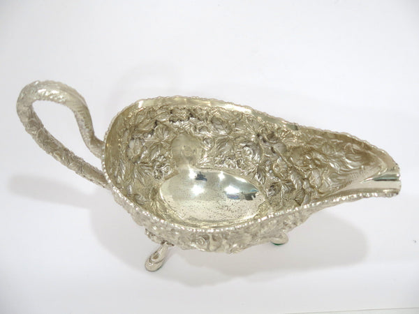 9 3/8" Sterling Silver Baltimore Silversmiths Antique Floral Repousse Sauce Boat