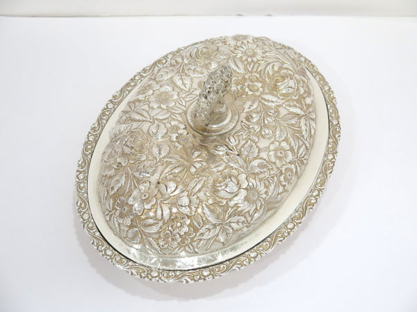 11 3/8 in Sterling Silver Baltimore Antique Floral Repousse Covered Serving Dish