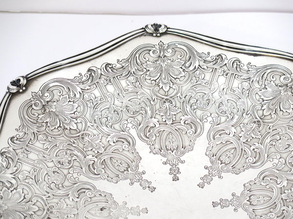 11 7/8 in Sterling Silver Reed & Barton Antique Ornate Octagonal Footed Platter