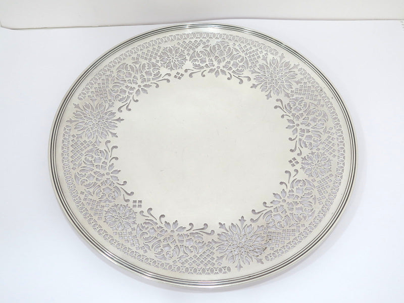 15 in - Sterling Silver Gorham Antique Floral Openwork Large Platter