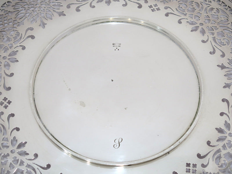 15 in - Sterling Silver Gorham Antique Floral Openwork Large Platter