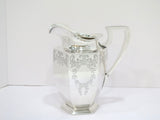 9.25 in Sterling Silver Dominick & Haff Antique Floral Scroll Hexagonal Pitcher