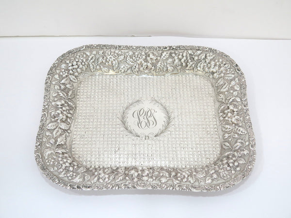 12.75" Sterling Silver Baltimore Sterling Silver (Stieff) Antique Repousse Tray