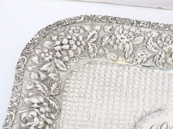 12.75" Sterling Silver Baltimore Sterling Silver (Stieff) Antique Repousse Tray