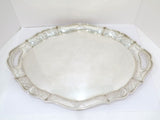 25 in Sterling Silver Marcus & Co., New York Antique Checkered Floral Oval Tray