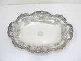 12.5 in Sterling Silver Tiffany Antique Floral Scroll Mesh Openwork Serving Dish