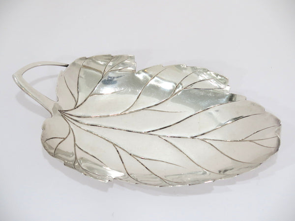 8.5 in - Sterling Silver Asahi Shoten, Japan Antique Leaf-Shaped Candy Nut Dish