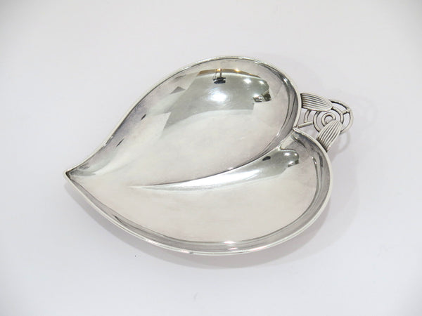 6 in - 950 Silver K. Uyeda, Japan Antique Leaf-Shaped Candy Nut Dish