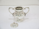 Sterling Silver Antique Japanese Mini Sugar Bowl, Creamer & Sugar Tongs Set