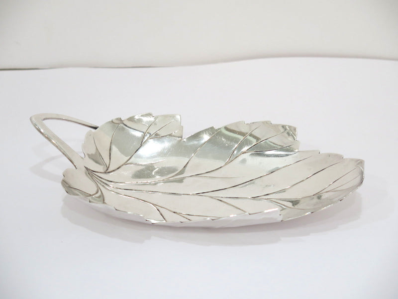 8.5 in - Sterling Silver Asahi Shoten, Japan Antique Leaf-Shaped Candy Nut Dish