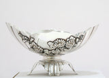 6.5 in - Sterling Silver Antique Japanese Chrysanthemum Footed Candy Nut Dish