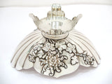 6.5 in - Sterling Silver Antique Japanese Chrysanthemum Footed Candy Nut Dish