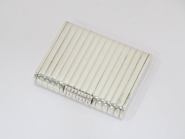 3.25 in - 935 Silver Vintage Continental Striped Cigarette Case