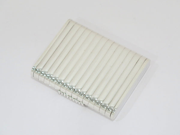 3.25 in - 935 Silver Vintage Continental Striped Cigarette Case