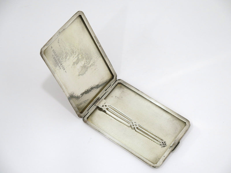 Sterling Silver Solid 14K Gold James E. Blake Co Antique Hammered Cigarette Case