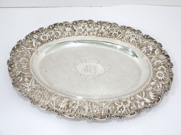 16" Sterling Silver Baltimore Sterling Silver (Stieff) Antique Repousse Platter