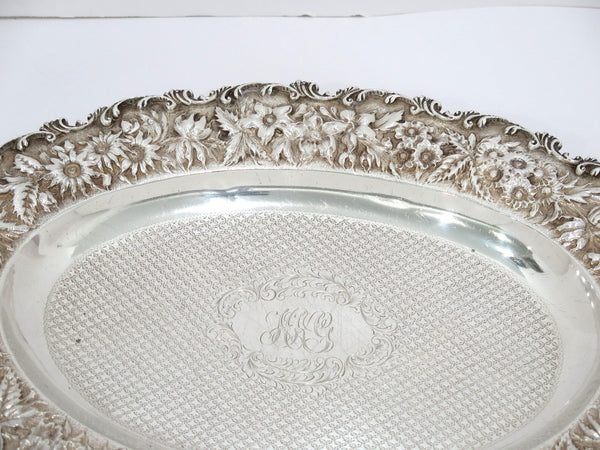 16" Sterling Silver Baltimore Sterling Silver (Stieff) Antique Repousse Platter