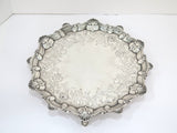 12 in - Sterling Silver Antique English 1763 Floral Footed Round Tray