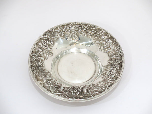 6 in - Sterling Silver S. Kirk & Son Antique Floral Repousse Candy Nut Dish